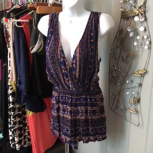 Forever 21 blue print romper size small